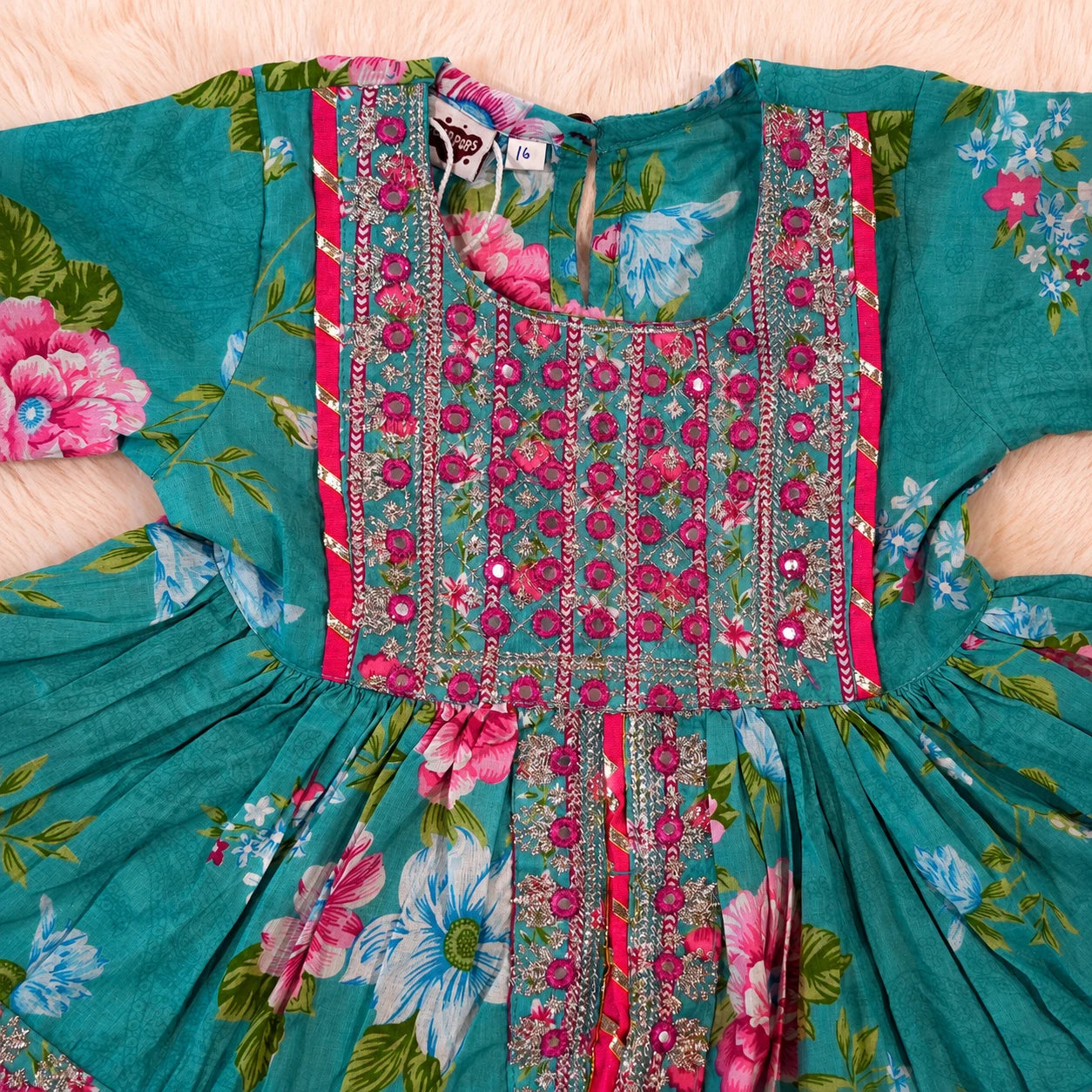 Teal Floral Sharara Set