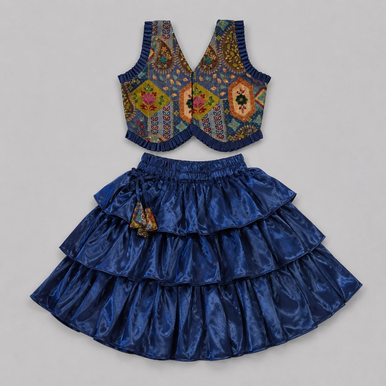 Blue Tiered Lehenga Set