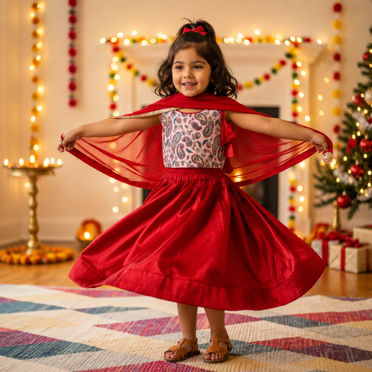 Red Paisley Lehenga Set