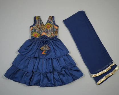 Blue Tiered Lehenga Set