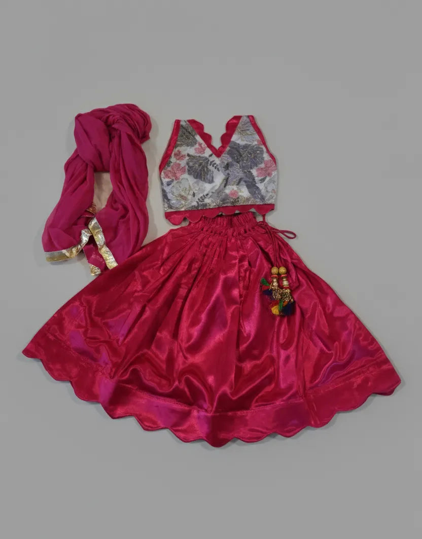 Pink Brocade Lehenga Set