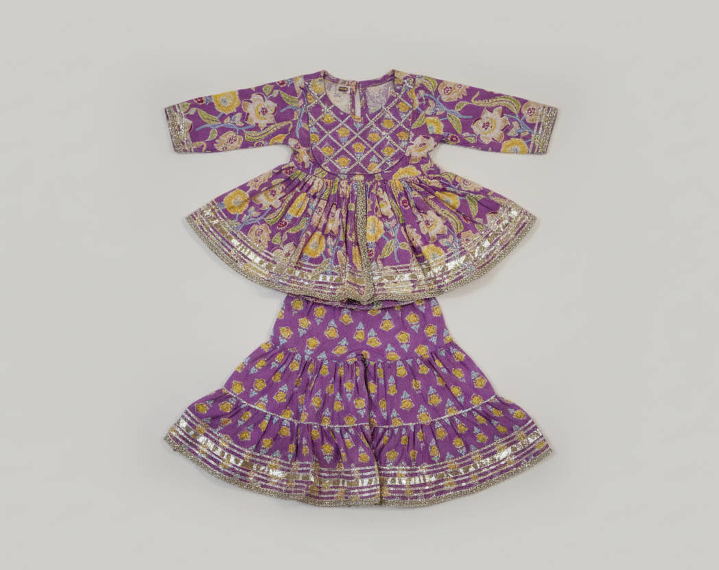 Purple Floral Sharara Set