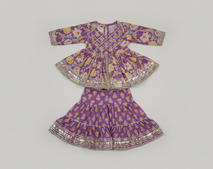 Purple Floral Sharara Set