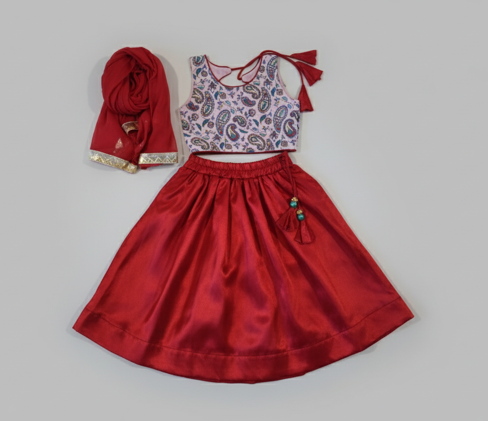 Red Paisley Lehenga Set