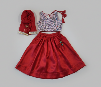 Red Paisley Lehenga Set