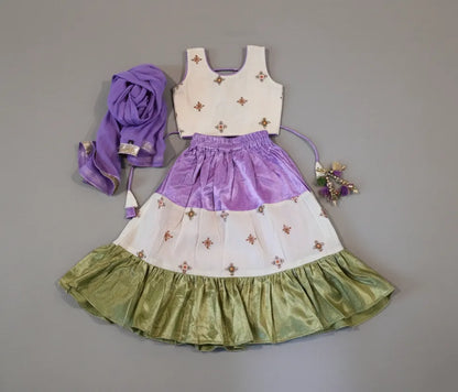 Ruffle Colorblock Lehenga Set