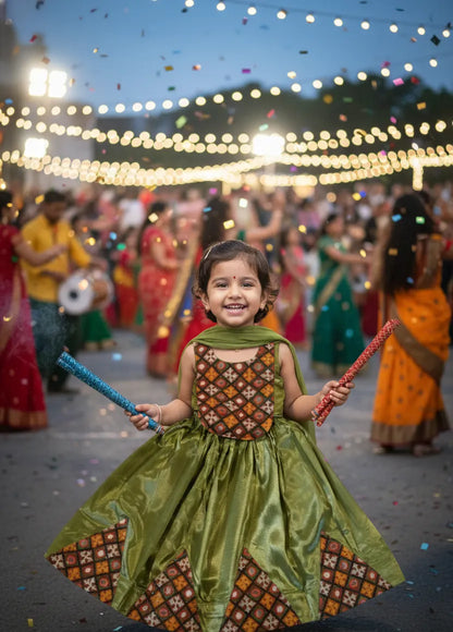 Green Brocade Lehenga Set