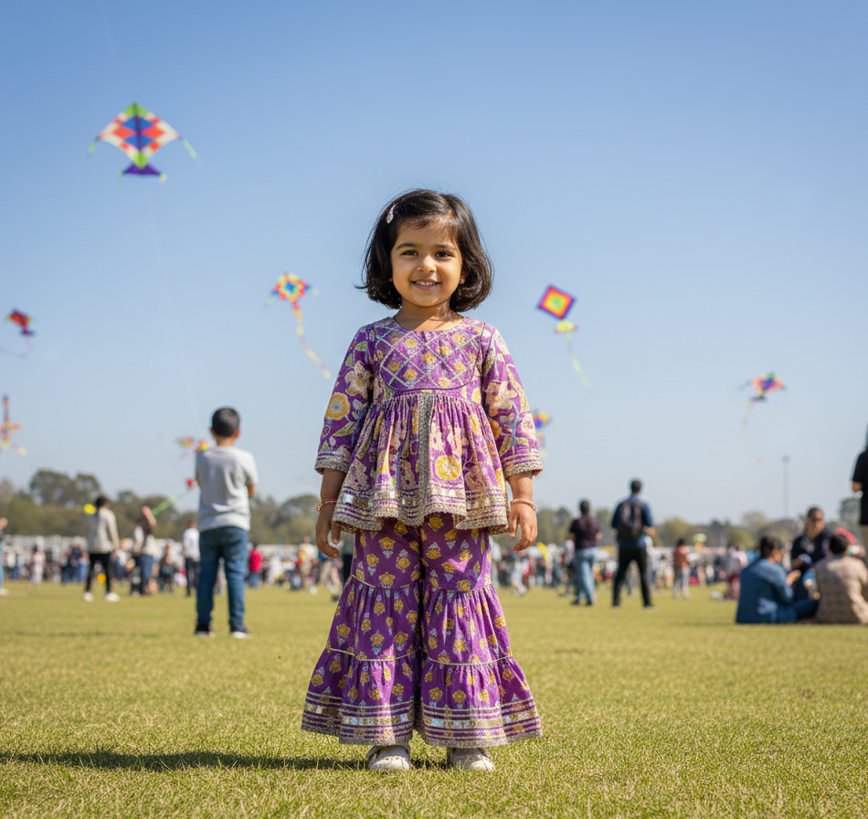 Purple Floral Sharara Set