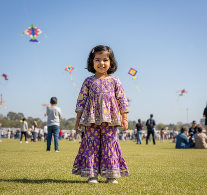 Purple Floral Sharara Set