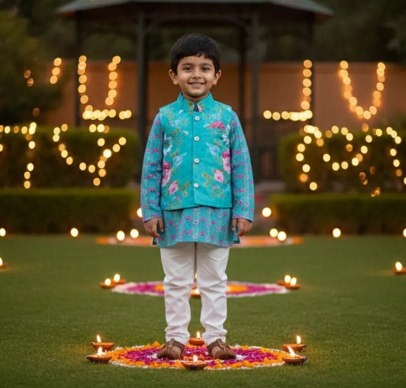 3-Piece Kurta Jacket Set