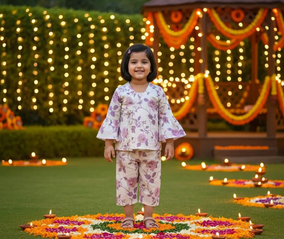 Rose Print Sharara Set