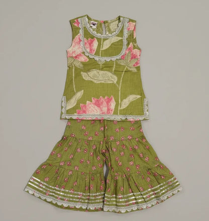 Green Floral Sharara Set