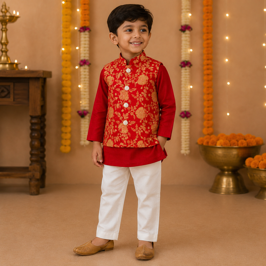 3-Piece Kurta Jacket Set