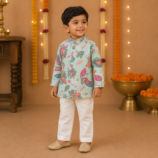 Boys Printed Kurta & Pant Set