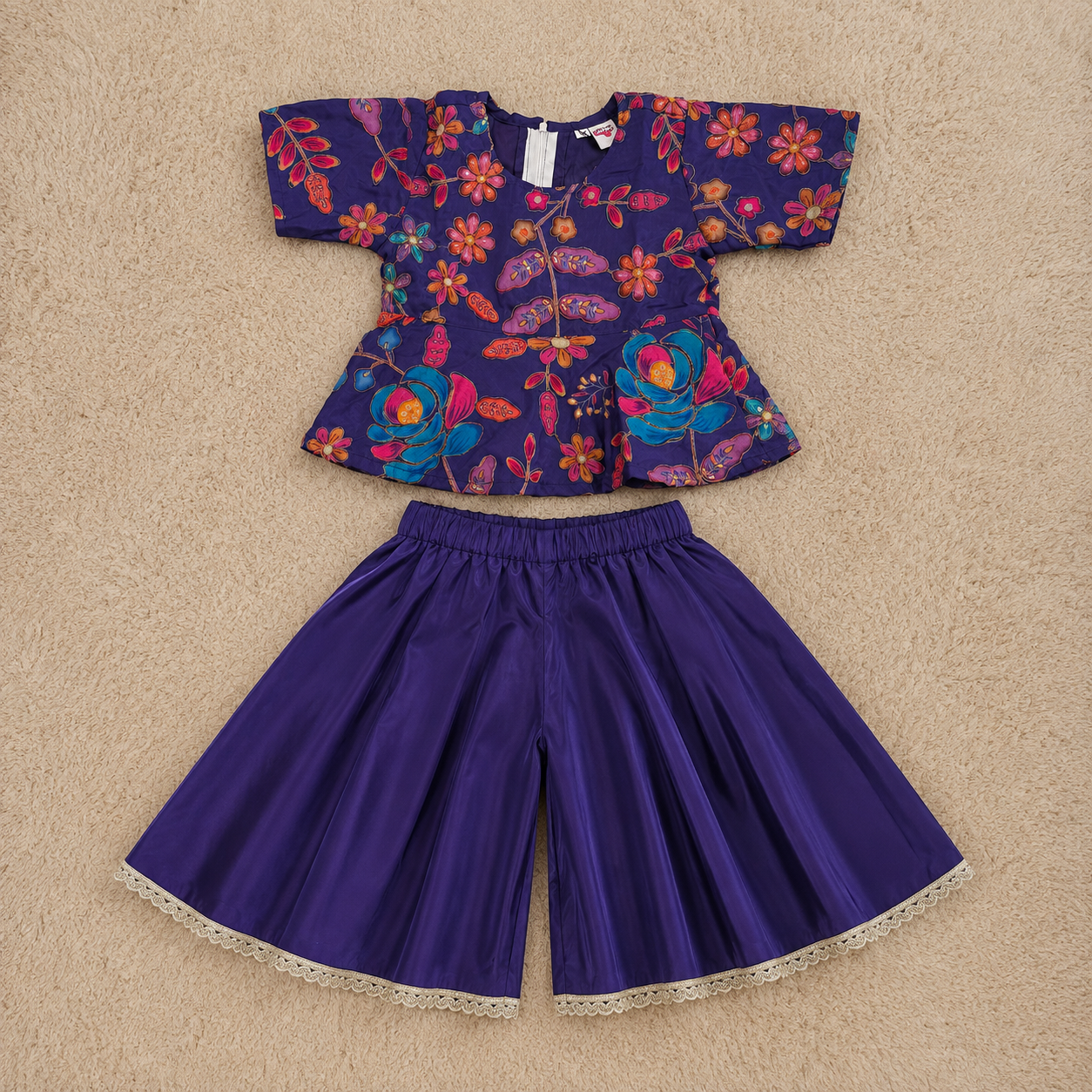 Purple Peplum Top & Palazzo Set