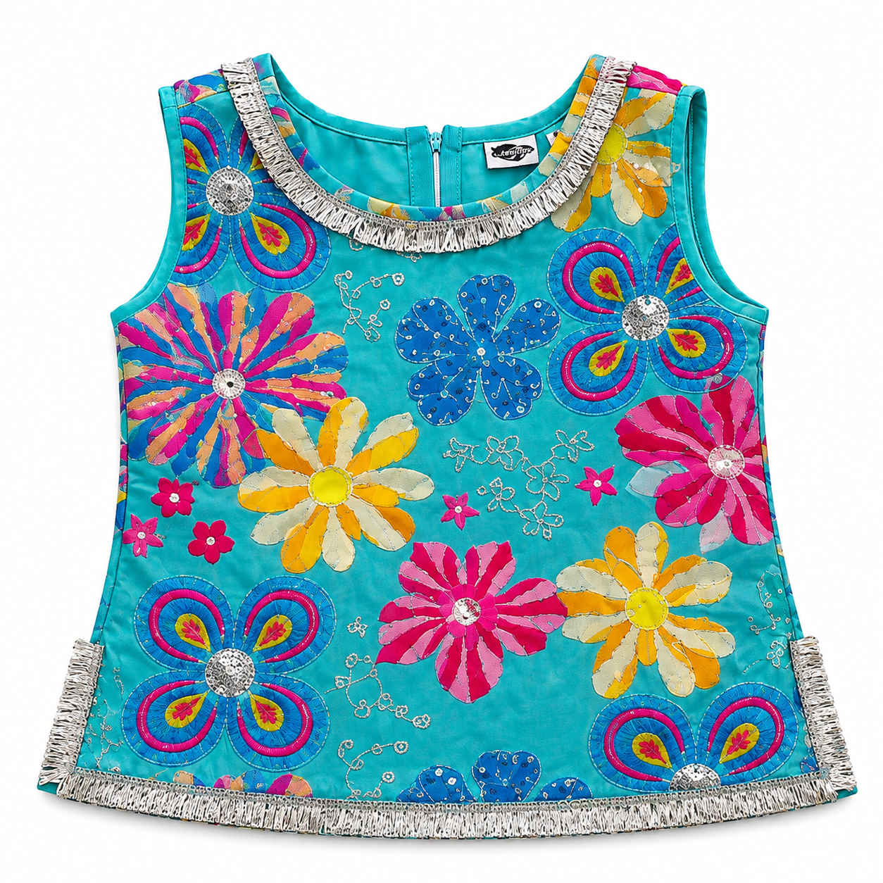 Aqua Blue Sleeveless Sharara Set