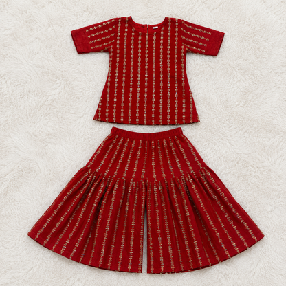 Girl Maroon Traditional Sharara Set