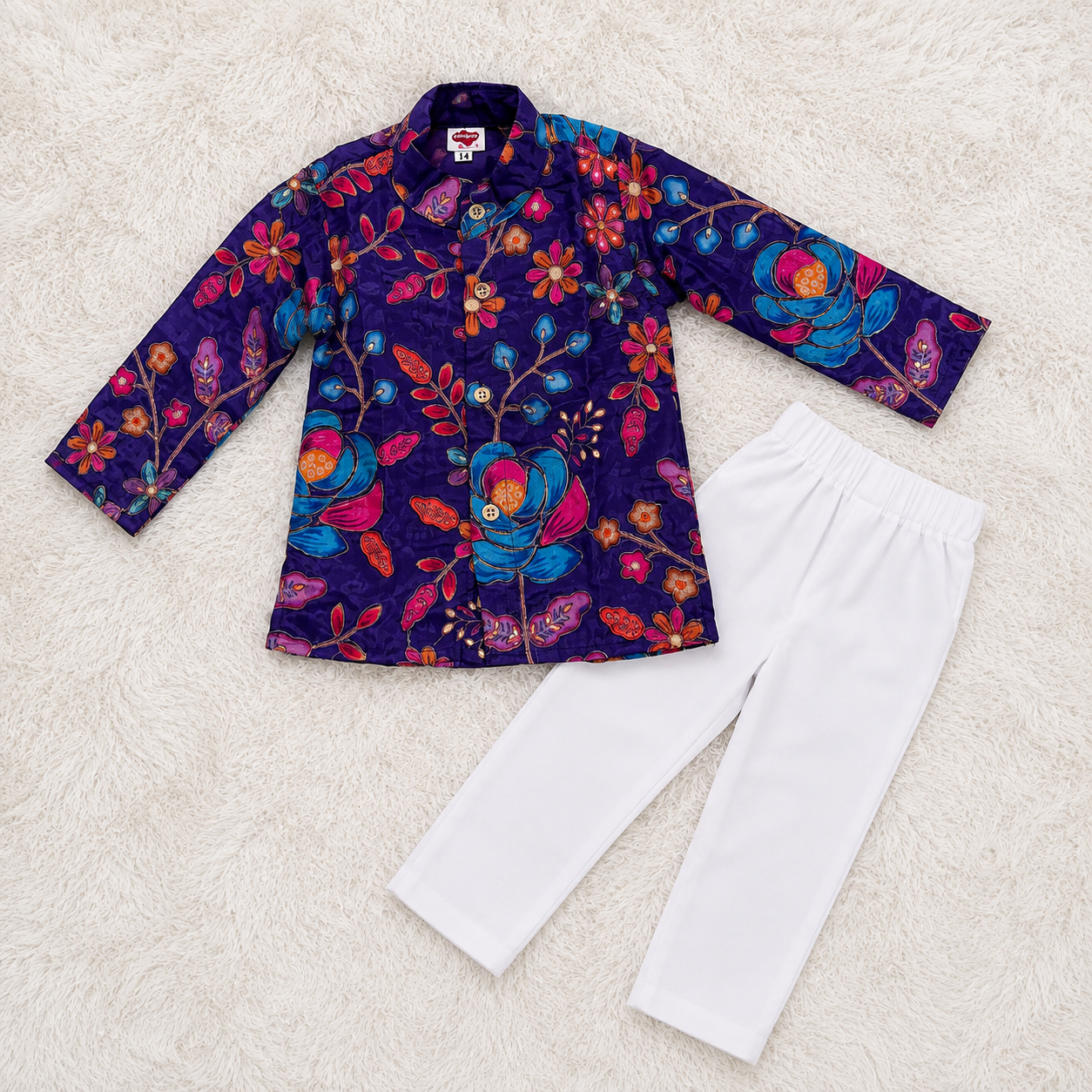 Floral Kurta & White Pants