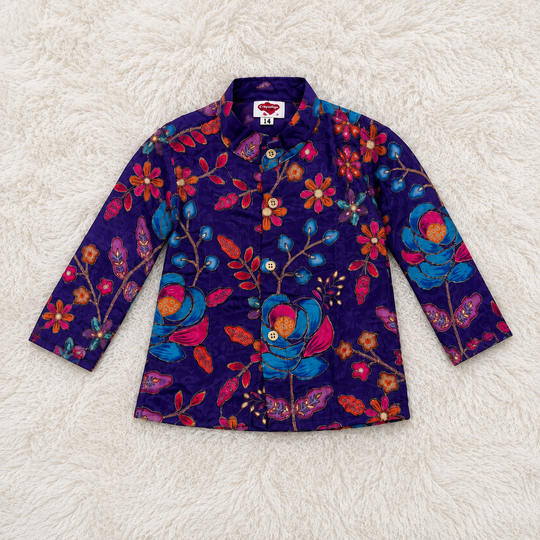 Purple Floral Kurta Pajama Set