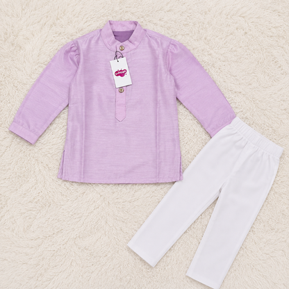 Lilac Kurta & White Pants