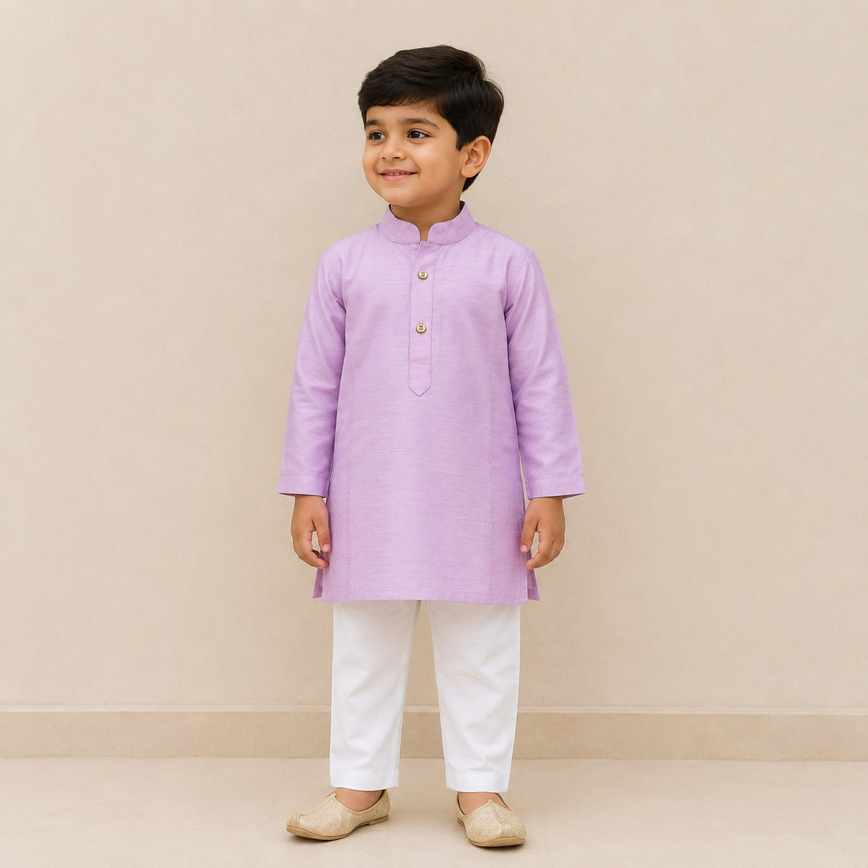 Lilac Kurta & White Pants