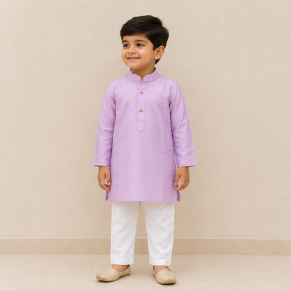 Lilac Kurta & White Pants