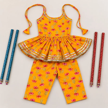 Girls Yellow Floral Sarara Set