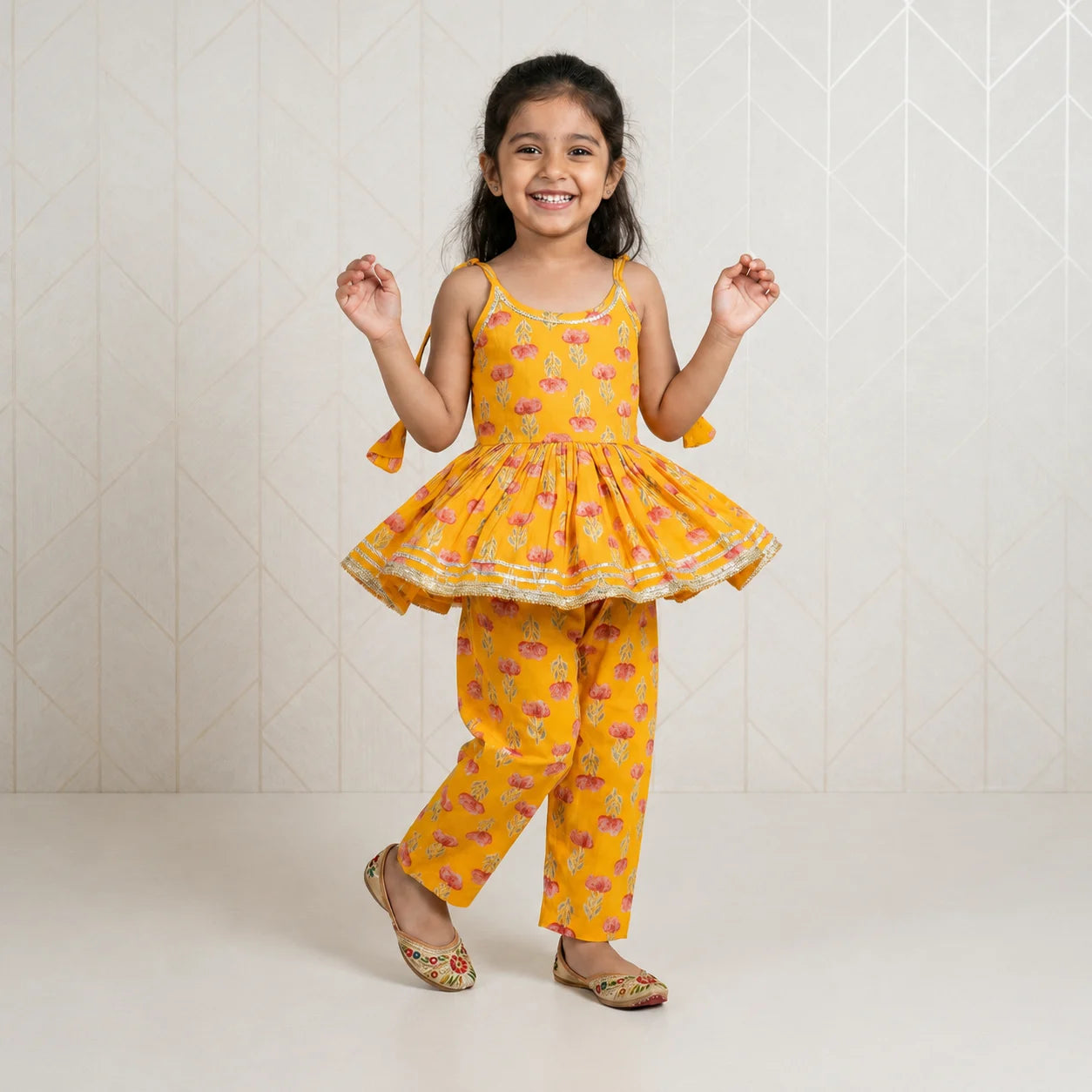 Girls Yellow Floral Sarara Set