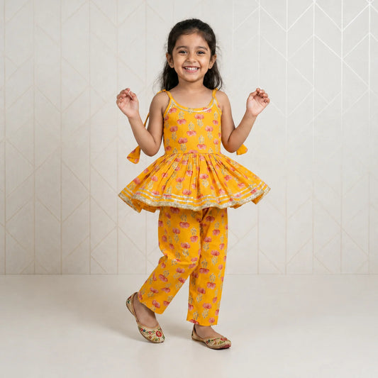 Girls Yellow Floral Sarara Set