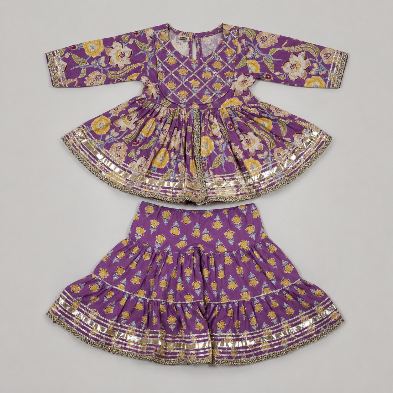 Purple Floral Sharara Set
