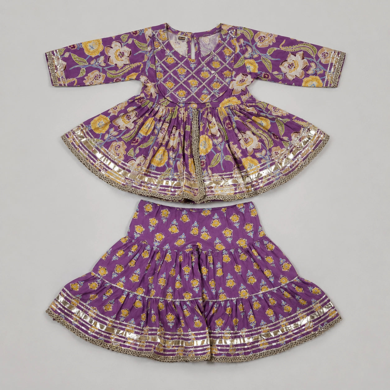 Purple Floral Sharara Set