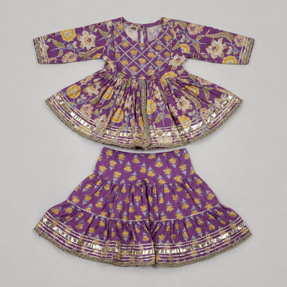 Purple Floral Sharara Set