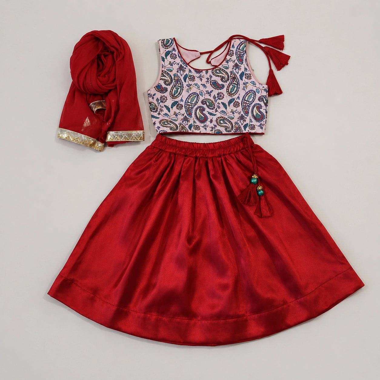Red Paisley Lehenga Set