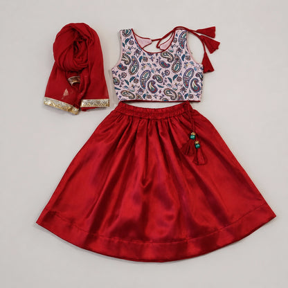 Red Paisley Lehenga Set