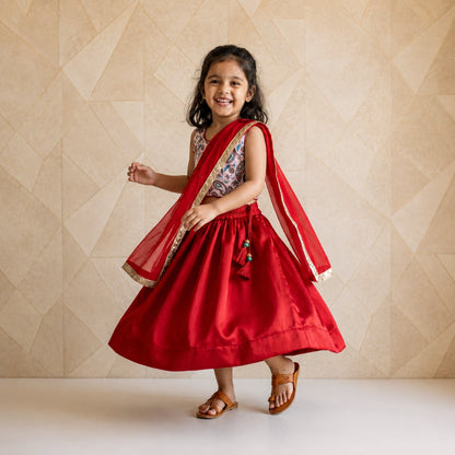 Red Paisley Lehenga Set