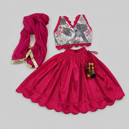Pink Brocade Lehenga Set