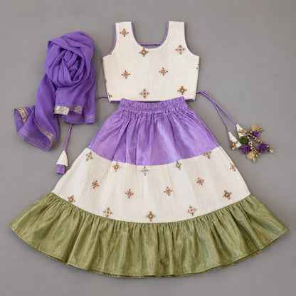 Ruffle Colorblock Lehenga Set