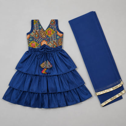 Blue Tiered Lehenga Set