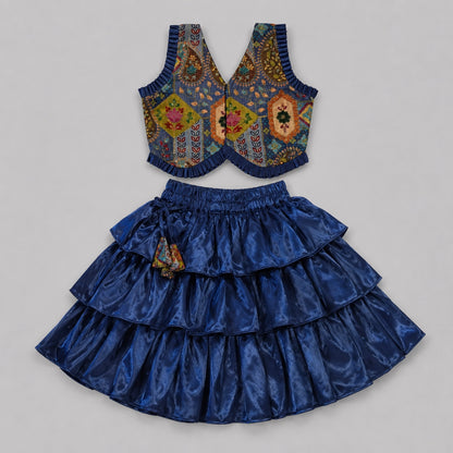 Blue Tiered Lehenga Set