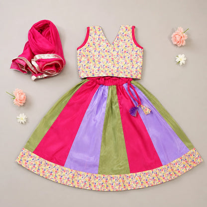 Floral Panel Lehenga Set