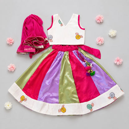 Multi-Color Panel Lehenga Set