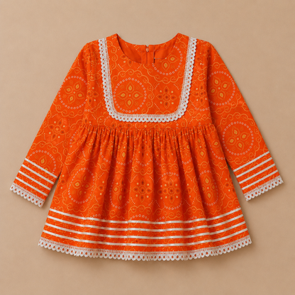 Girl Orange Peplum Top & Palazzo Set