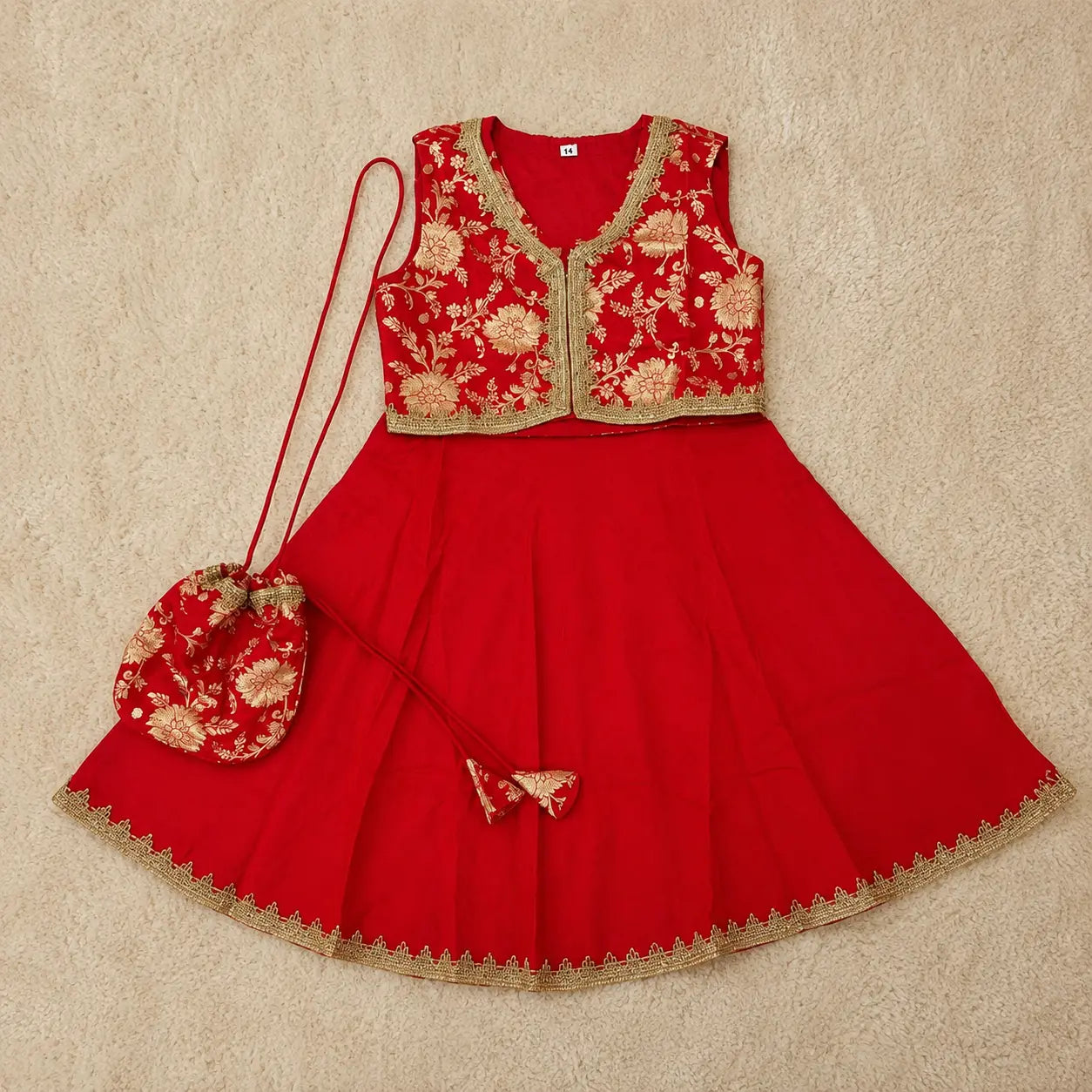 Red Flower Lehenga Set