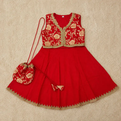Red Flower Lehenga Set