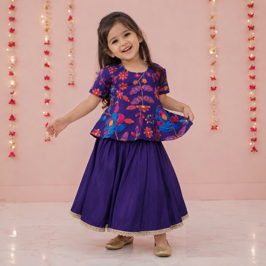 Purple Peplum Top & Palazzo Set