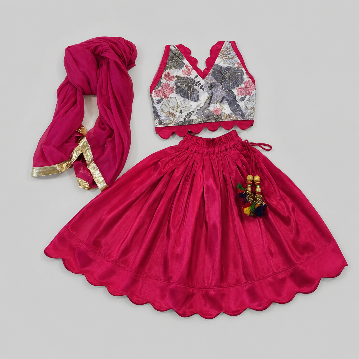 Pink Brocade Lehenga Set