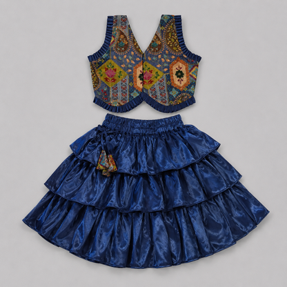Blue Tiered Lehenga Set