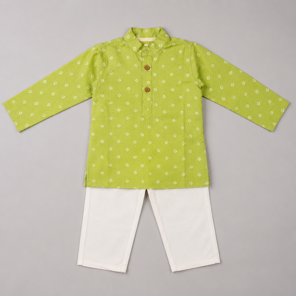 Kids Green Bandhani Kurta Set
