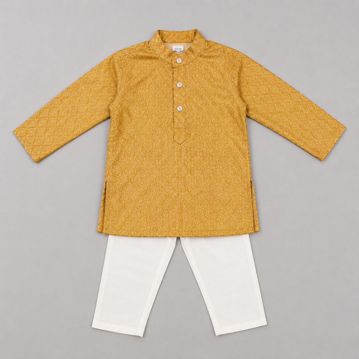 Golden Jacquard Kurta Set