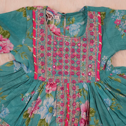 Teal Floral Sharara Set